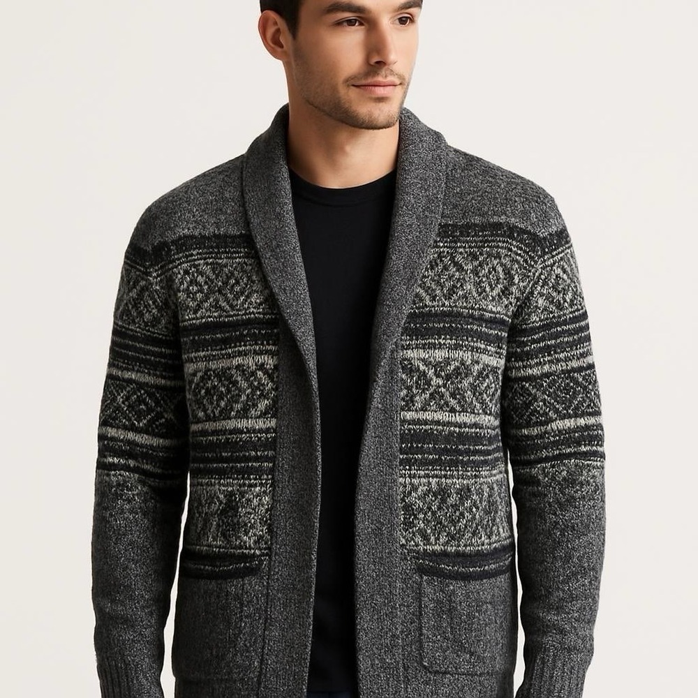 Jack threads mens SZ L  shawl collar  Soft, Light, Comfy Cardigan Black & Greys